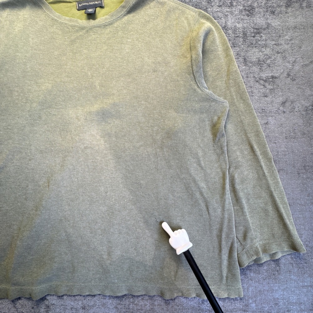 Banana Republic Sweater Men XL Olive Green Ribbed Knit Cotton Pullover Crew Neck - Picture 13 of 16
